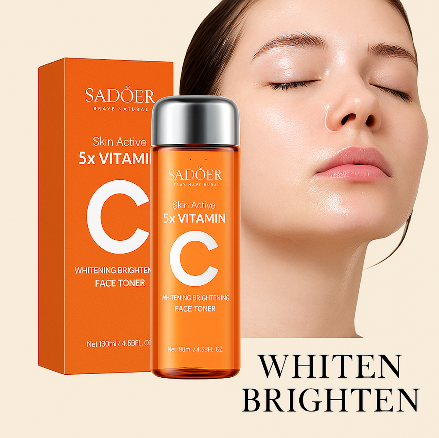 SADOER 5-in-1 Vitamin C Facial Toner – Whitening, Brightening & Hydrating Essence Spray